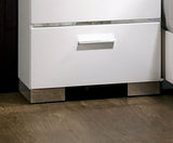 Contemporary 1pc Nightstand White Color High Gloss Lacquer Coating Chrome Handles and Feet Bedside B011P156646