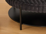 30.9"Wide Upholstered Round Ottoman Coffee Table Foot Rest with Black Metal Legs, Footstool with W3098P296974