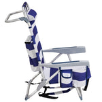 ZUN 63*65*82cm Short Oxford Cloth Silver White Aluminum Tube Bearing 100kg Beach Chair Blue Stripes 50527506