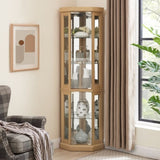 Corner Glass Cabinet Lighted Curio Cabinet Corner Display Case for Living Room, Curio Cabinet, W2275P194430