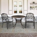 ZUN Set of 2 Cast Aluminum Patio Dining Chairs, Stackable Outdoor Bistro Chairs with Armrests for 93510049