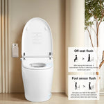 ZUN Smart Toilet Bidet Combo with Self-Cleaning Nozzle, Heated Seat, Night Light, Knob Control, Power W1219P243751