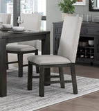 Dining Chairs Set of 2 Gray Upholstered Seat Stylish Back Antique Black Finish Wooden Frame Dining B011P170585