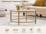 Modern Glass Top Coffee Table with Adjustable Foot Pads, Gold 14237797