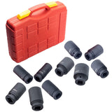 Fit For 10PCS 3/4Inch Drive Deep Impact Socket Set Metric 22-41mm 6-Point Kit With Case 02177382