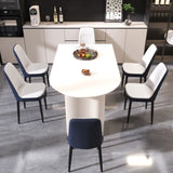 63 "medieval modern cream style MDF dining table and PU dining chair set 6. Assemble Desktop and 48458232