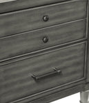 ZUN Transitional Style Gray Finish 1pc Dresser of 7 Drawers Dark Bronze Handles Wooden Bedroom Furniture B011P147531