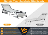Face Down Chaise Lounge Chair 5-Position Adjustable Sunbathing, Foldable Tanning Chair with Face& W3162P449077