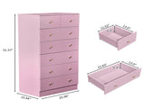 25.98"*15.75"*51.57" 6-tier 7-Drawer Cabinet Drawer Dresser with Gold Handles Macaron Pink 69590279