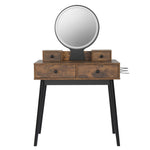 ZUN Vanity Set with Touch Screen Lighted Mirror, Makeup Table with Cushioned Stool, 4 Drawers, Rustic 43837694