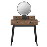 ZUN Vanity Set with Touch Screen Lighted Mirror, Makeup Table with Cushioned Stool, 4 Drawers, Rustic 43837694