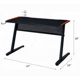 Black and Red Gaming Desk with LED Light and USB Port B062P209327