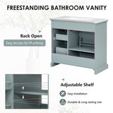 36" Bathroom Vanity Set with Ceramic Undermount Sink, 2 Tip-Out Drawers & Soft-Close Hinges, Modern W2896P318471