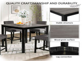 5-Piece Height Table Set with 4 Chairs, Height Table Set for 4 with Chairs, Wooden W1998P195205