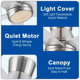 52" Brushed Nickel Lowe Profile Ceiling Fan with Light W1367P270468