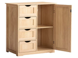 Wood-Grain Bathroom Storage Cabinet, 4 Drawers and 1 Door MDF Cabinet, Compact Moisture-Resistant 97227686