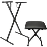 X-type Keyboard Stand Adjustable Folding Piano Bench Stool Seat Black 89029603