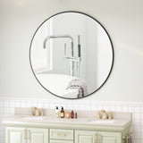 Wall Mirror 42 Inch Black Circular Mirror Metal Framed Mirror Round Vanity Mirror Dressing Mirror, W143570513