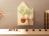 Adjustable 3-Color LED Sandstone Wall Decor with Simulated Green Plants - 3D Art Sculpture, Glass W2700P313032