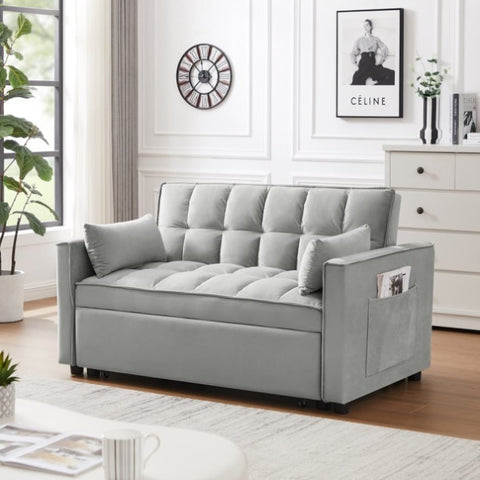 ZUN Modern Velvet Loveseat Futon Sofa Couch w/Pullout Bed,Small Love Seat Lounge Sofa w/Reclining W1359P183644