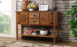 ZUN 48'' Solid Wood Sideboard Console Table with 2 Drawers and Cabinets and Bottom Shelf, Retro Style W120270247