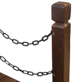 5 FT Wooden Garden Bridge, Stained Wood Arc Footbridge with Chain Railings for Backyard Creek Farm, 06028171