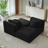 Compressible double chaise lounge with cupholders - No Assembly Required, Fluffy Modern Sleeper W2339P346397