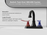 2-Handle 4-Inch Matte Black Bathroom Faucet, Bathroom Vanity Sink Faucets with Pop-up Drain and 06100917