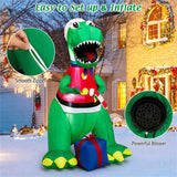 6FT Inflatable Christmas Dinosaur Santa Hat/Vest Gift Boxes, Bright LED Lights, Waterproof 30198205