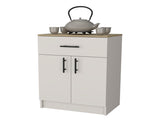 FM FURNITURE Cope kitchen Pantry in melamine with 2 doors and 1 drawer, ivory/ natural Oak B128P217895