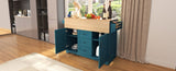 K&K 55.7'' Large Kitchen Island with 2 Drop Leaf,, Rolling Kitchen Cart on 5 Wheels with Power N707P186617E