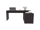 Desk, Black Wengue, 3 Drawers, 4 Legs, 2 Shelves B097P369419