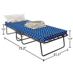 ZUN Metal Folding Bed Frame with Foam Mattress for Small Space, Easy Storage and Movable with 4 Castors W1960P162804