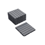 30 PCS Interlocking Deck Tiles Striped Pattern, 12" x 12" Square Light Gray Acacia Hardwood Outdoor 37935007
