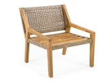 OUTDOOR DINING CHAIR -Acacia Wood & Wicker with Cream Cushion Patio Furniture-Teak finish & wicke N770P272397G