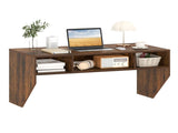 Rustic Brown Wall-Mounted Floating Computer Desk with 3-Cube Storage, Sturdy Wooden Workstation for 55825047