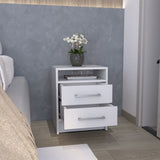 ZUN Nightstand 23.6" H, with 2 Drawers and 1 Shelf, White B097P250850