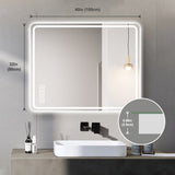 ZUN 40x32 Inch LED Bathroom Mirror Vanity Mirrors with Front Lights Wall Mounted Anti-Fog Frameless Make W2071137652