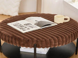 30.9"Wide Upholstered Round Ottoman Coffee Table Foot Rest with Black Metal Legs, Footstool with W3098P296973