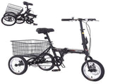 Folding Tricycle for Adults, 14 Inch 3 Wheel Bikes for Adults with Basket, 95% Pre-Assembled W1019P442137