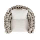 Everly 37.5" Woven Frame Barrel Deep Seating Patio Arm Chair, Oat Beige Axroma Olefin B2719P245982