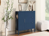 U-Style Modern Wave-Pattern Sideboard with 3 Drawers, Large Storage Buffet Cabinet with Hooks and N711P345172V