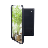 16x24 Inch Recessed Black Metal Framed Medicine Cabinet with Mirror and Adjustable Shelves Black W1435142927