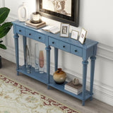 TREXM Retro Console Table with 4 Drawers and Open Shelf, perfect for Entryways, Living Rooms, and N715P202860M