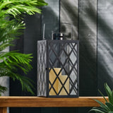 ZUN ANTON 18"H STAINLESS STEEL LANTERN 72189.00BLK