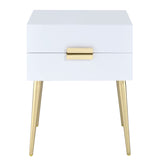 White and Gold Side Table with 2 Drawer B062P181392