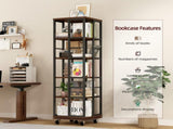 5 Tiers Rotating Bookshelf, Corner, 360 Display Wood Spinning Bookshelves, Floor Standing 41302090