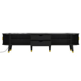Wooden Oval Fluted TV Stand with Charging Station for TV up to 80", Mid-Century N721P297567B