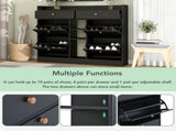 ON-TREND Modern Tipping Bucket Shoe Cabinet with 4 Flip Drawers, Multifunctional 2-Tier Shoe Storage WF300851AAB