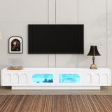 ZUN ON-TREND TV Stand with Fluted tempered Glass Doors for TVs Up to 95'', Functional Media Console with WF531672AAK